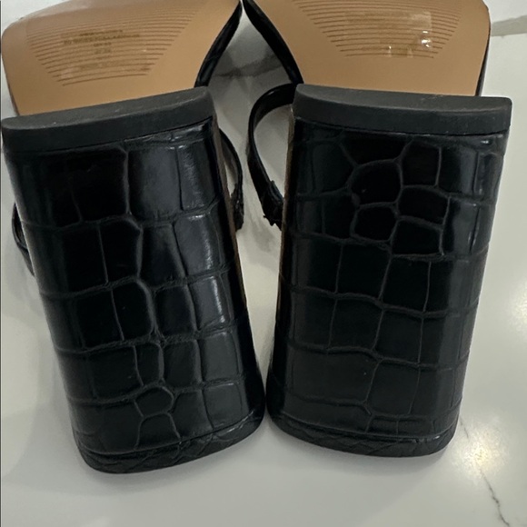 NWOT The Drop Black Strappy Slide Sandals Wide Narrow Wedge SZ 9 3.5” heel - Picture 6 of 6